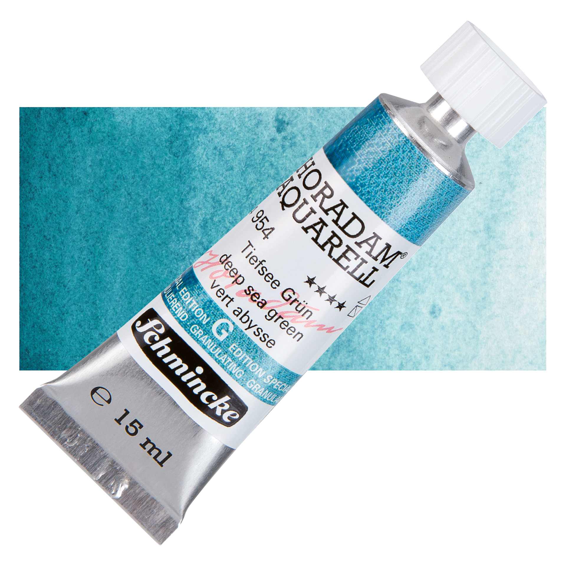 Schmincke Horadam Aquarell Artist Watercolor - Deep Sea Green, 15 ml, Tube and swatch
