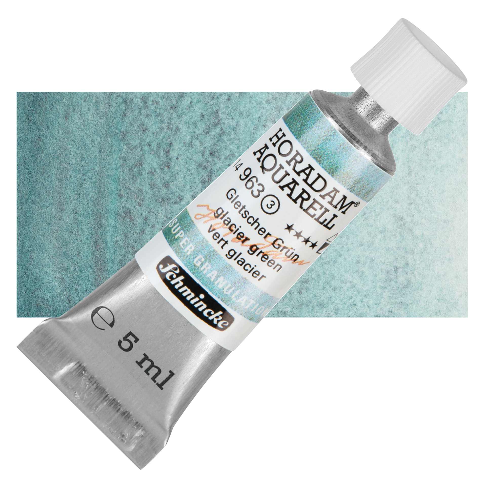 Schmincke Horadam Aquarell Watercolor - Glacier Green, 5 ml tube and swatch