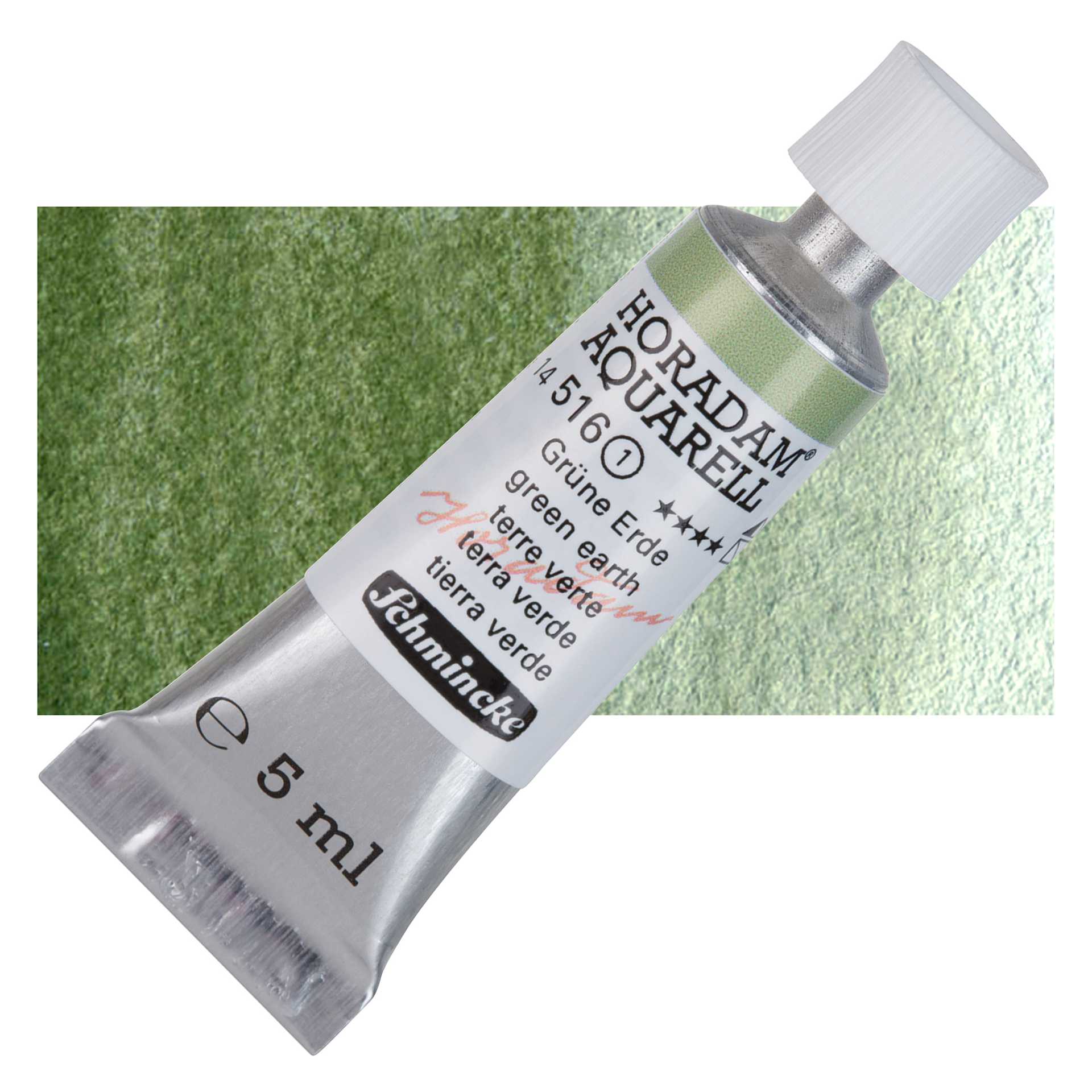 Schmincke Horadam Aquarell Watercolor - Green Earth, 5 ml tube and swatch