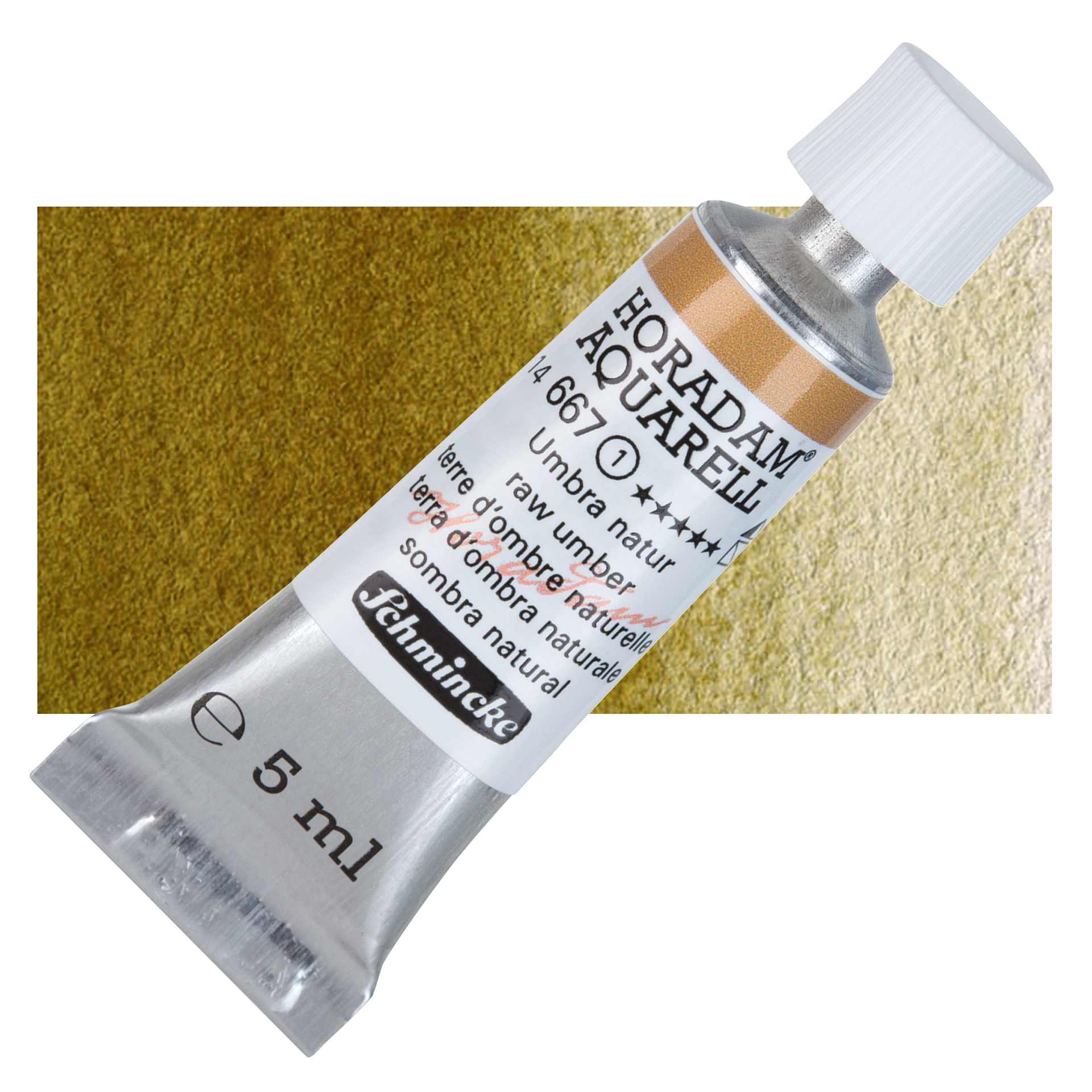 Schmincke Horadam Aquarell Watercolor - Raw Umber, 5 ml tube and swatch