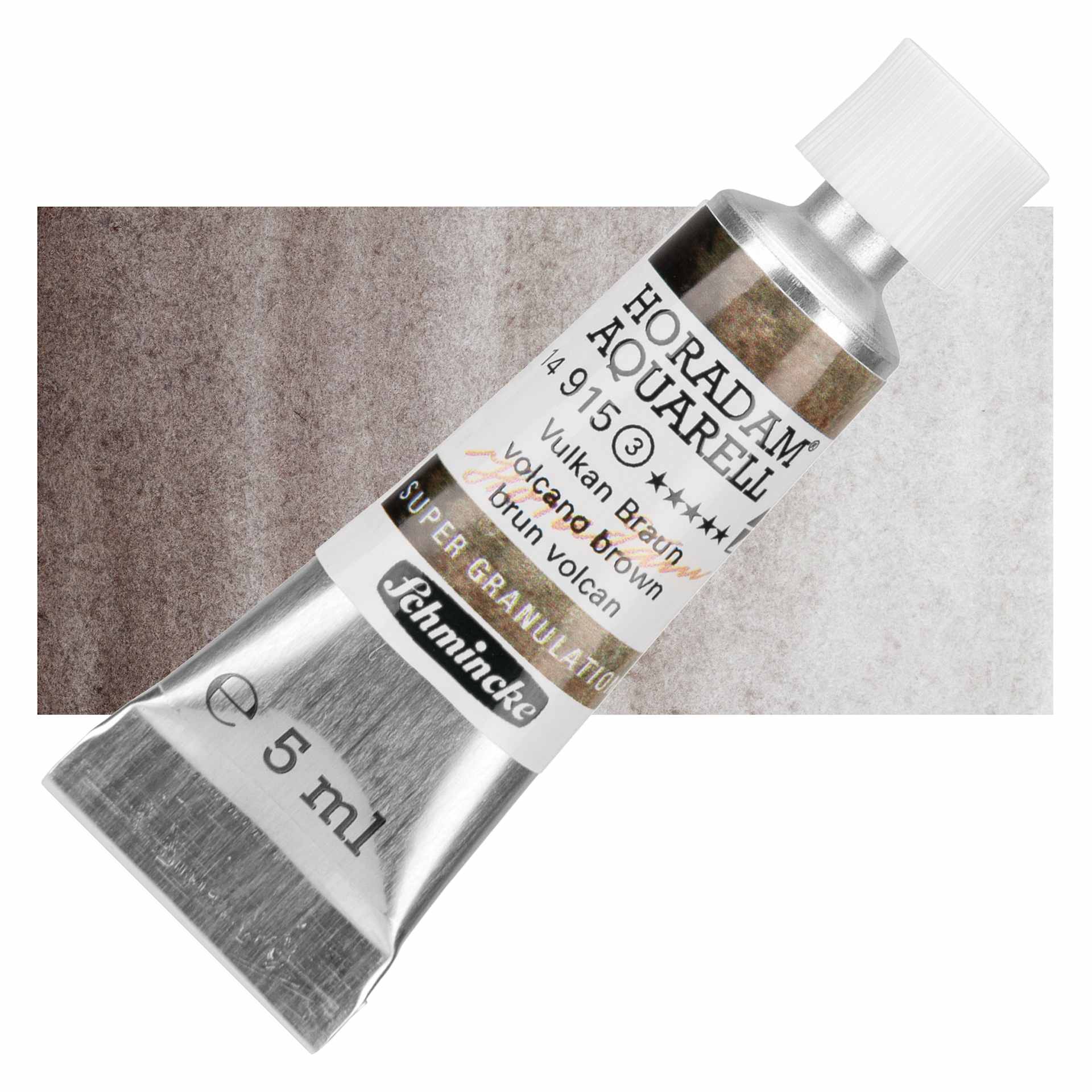Schmincke Horadam Aquarell Artist Watercolor - Volcano Brown, 5 ml tube and swatch
