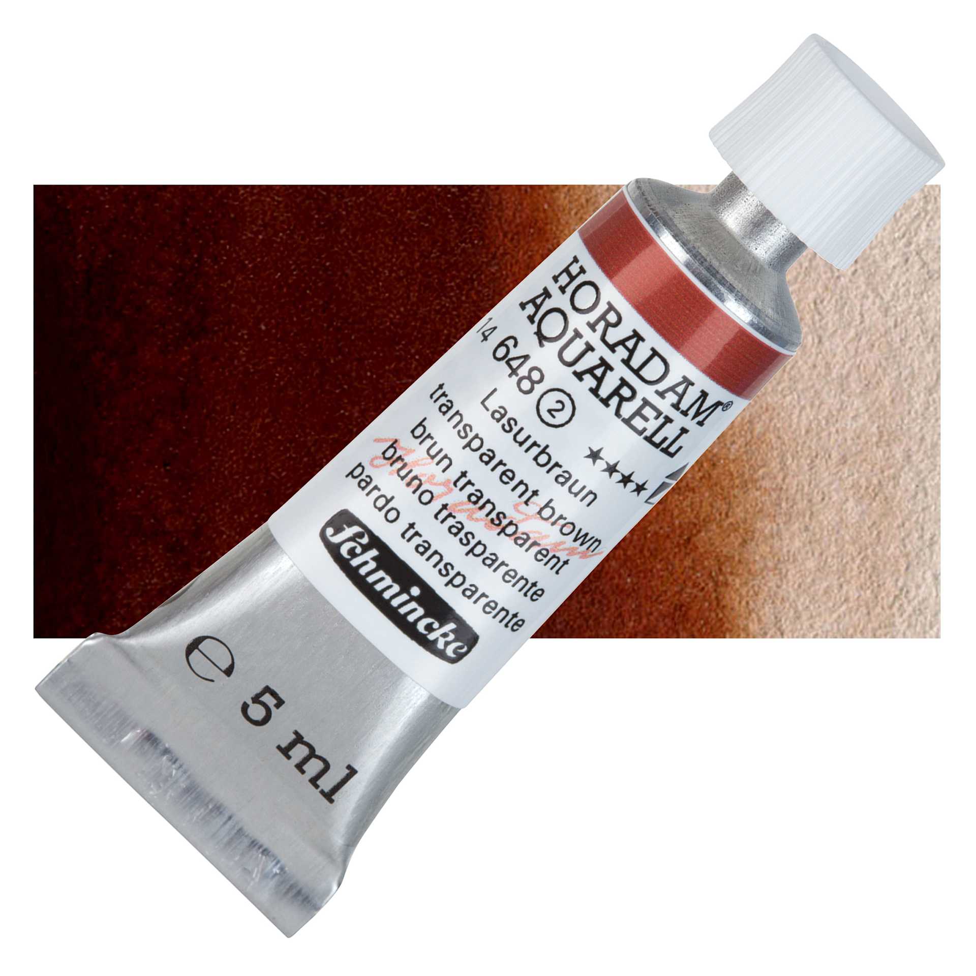 Schmincke Horadam Aquarell Artist Watercolor - Transparent Brown, 5 ml tube and swatch