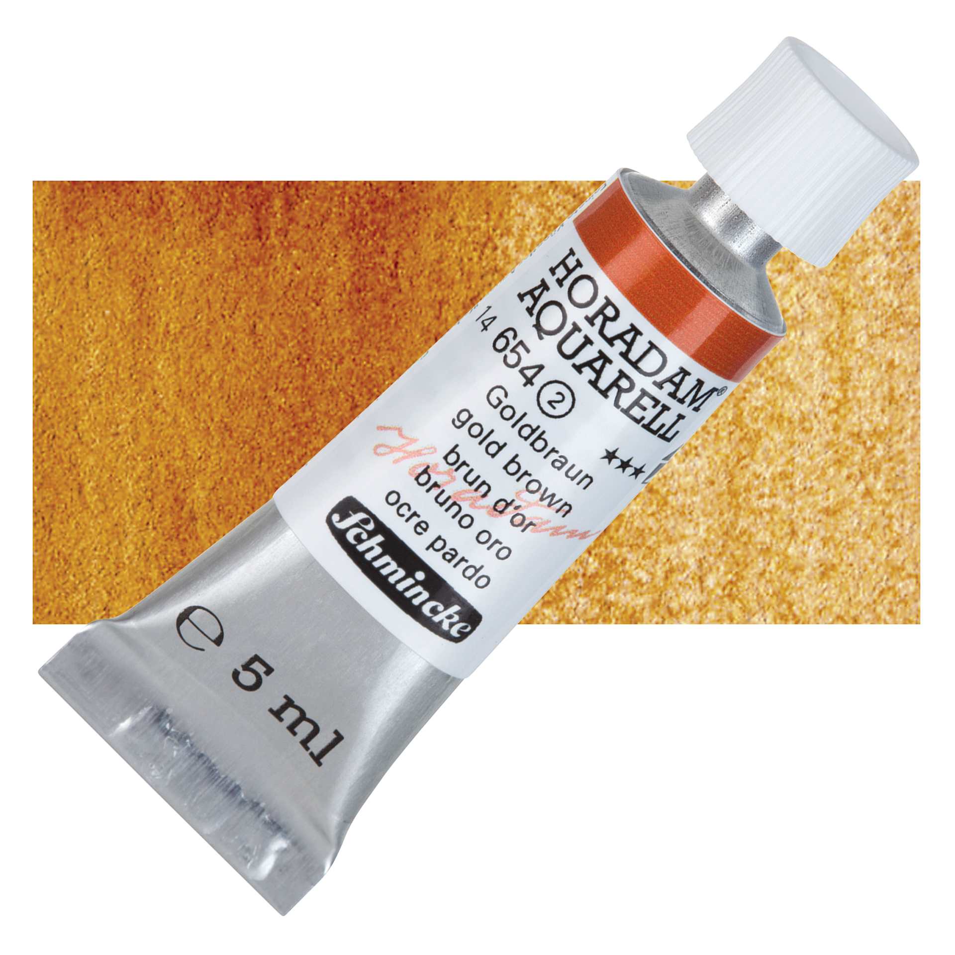 Schmincke Horadam Aquarell Watercolor - Gold Brown, 5 ml tube and swatch