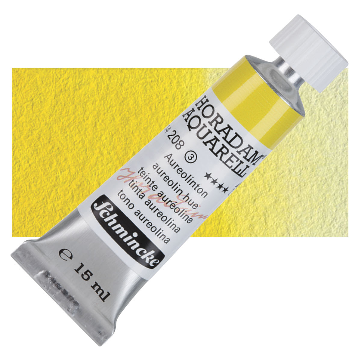 Schmincke Horadam Aquarell Artist Watercolor - Aureolin Hue, 15 ml tube and swatch
