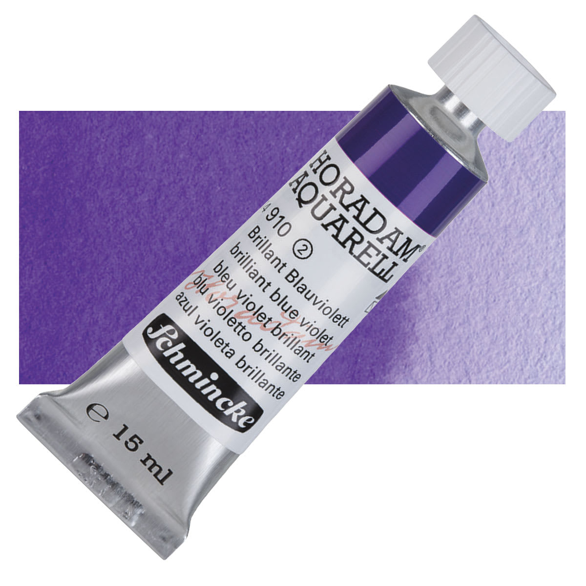 Schmincke Horadam Aquarell Artist Watercolor - Brilliant Blue Violet, 15 ml tube and swatch