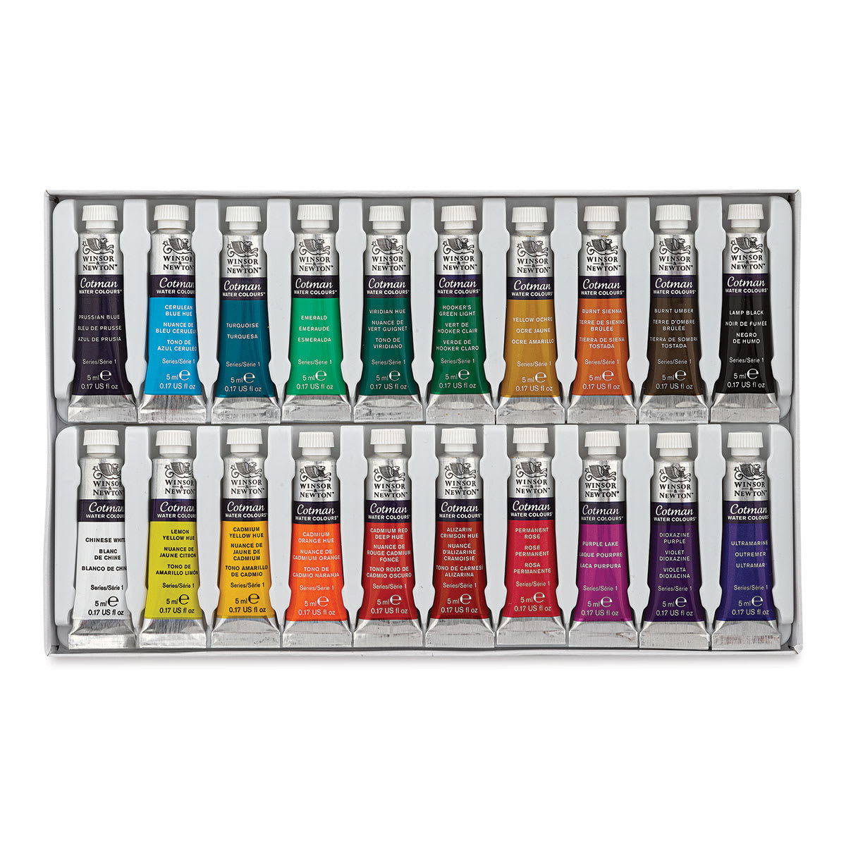 Winsor & Newton Cotman Watercolor Tube Set - Set of 20, Assorted Colors, 5 ml, Tubes (Tubes in tray)