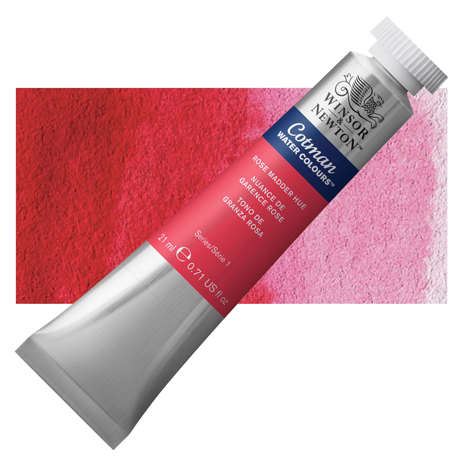 Winsor & Newton Cotman Watercolor - Rose Madder Hue, 21 ml tube and swatch