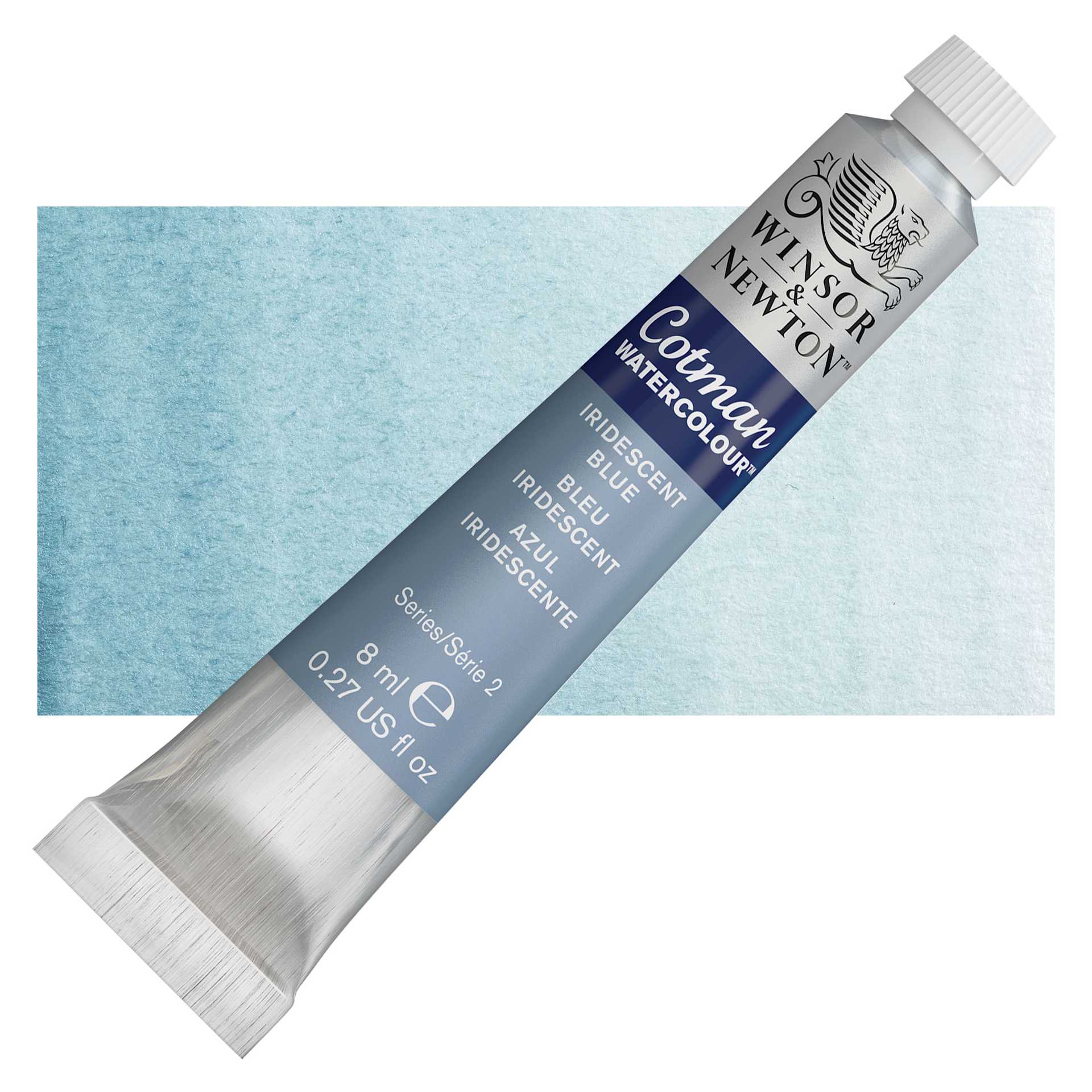 Winsor & Newton Cotman Watercolor - Iridescent Blue, 8 ml, Tube and swatch