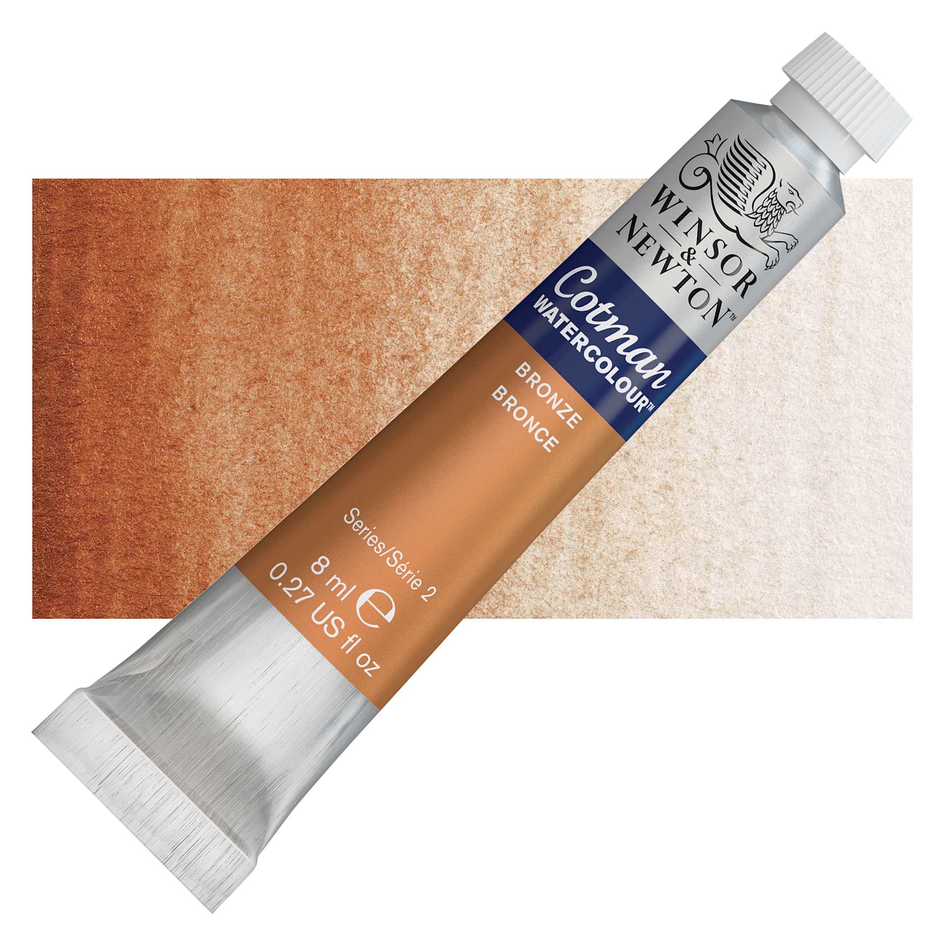 Winsor & Newton Cotman Watercolor - Bronze, 8 ml, Tube and swatch
