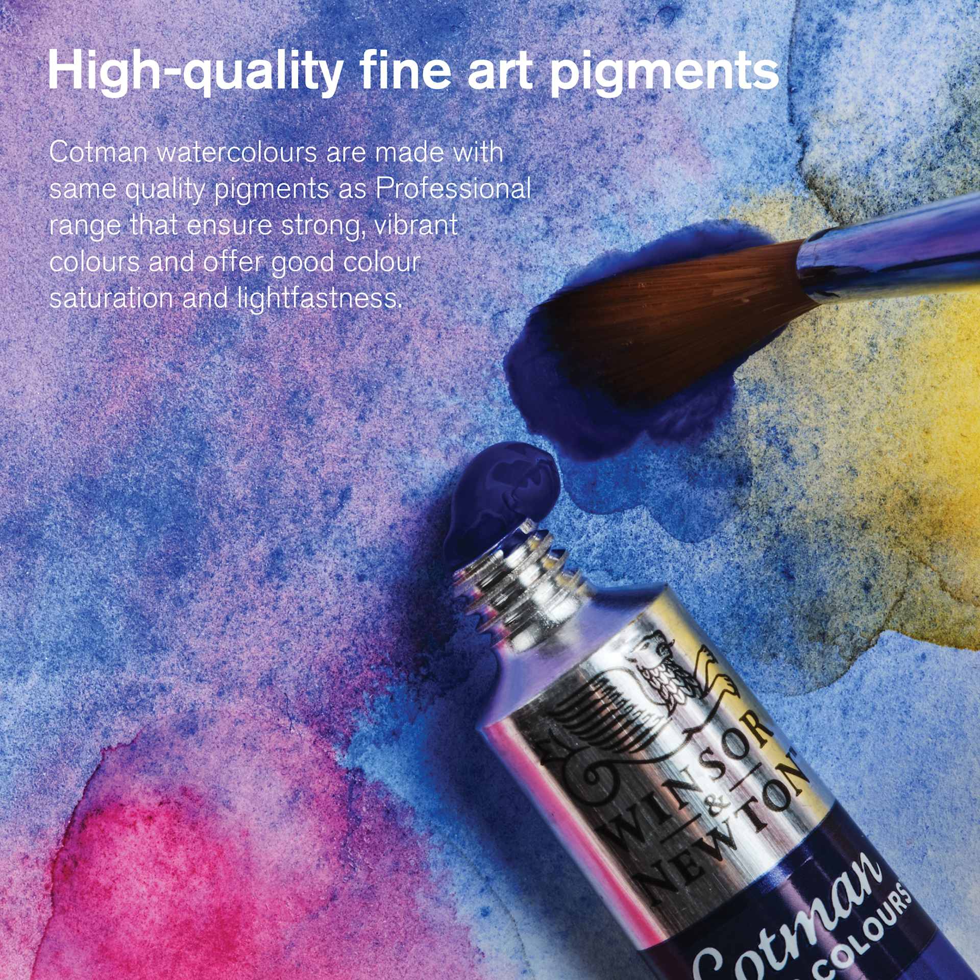 Winsor & Newton Cotman Watercolor Paint Tubes are made of high-quality fine art pigments. High-quality fine art pigments. Cotman watercolors are made with same quality pigments as Professional range that ensure strong, vibrant colors and offer good color saturation and lightfastness.