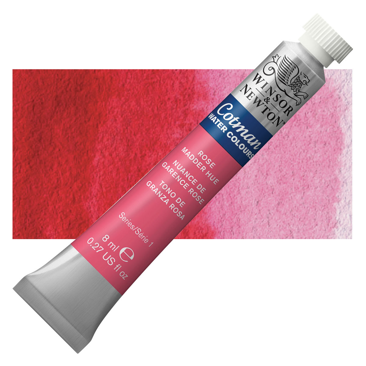 Winsor & Newton Cotman Watercolor - Rose Madder Hue, 8 ml tube and swatch Winsor & Newton Cotman Watercolor - Rose Madder Hue, 8 ml tube and swatch
