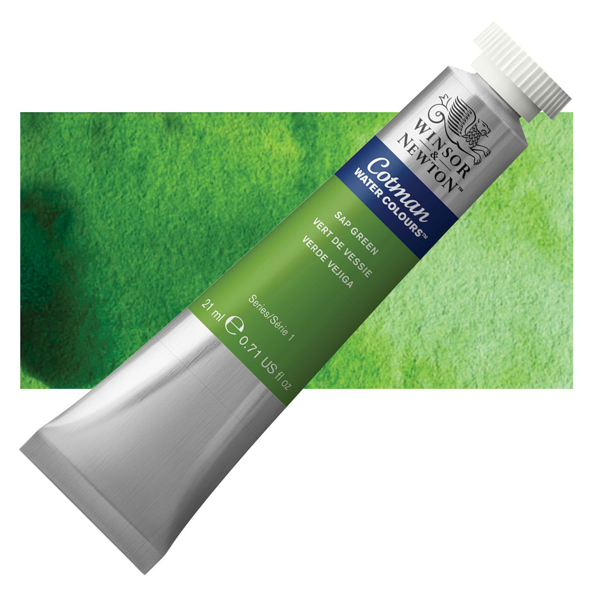 Winsor & Newton Cotman Watercolor - Sap Green, 21 ml tube and swatch