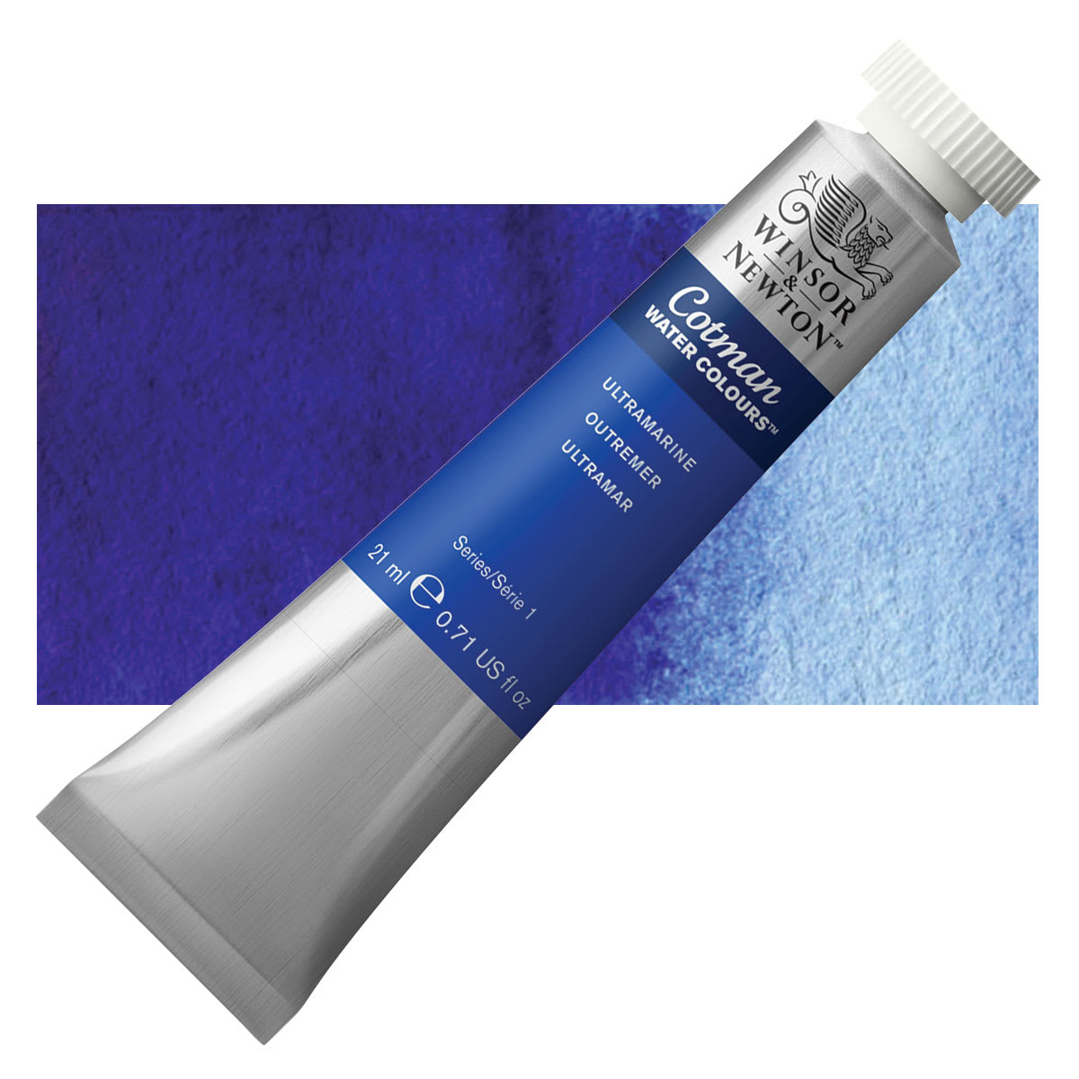 Winsor & Newton Cotman Watercolor - Ultramarine, 21 ml tube and swatch Winsor & Newton Cotman Watercolor - Ultramarine, 21 ml tube and swatch