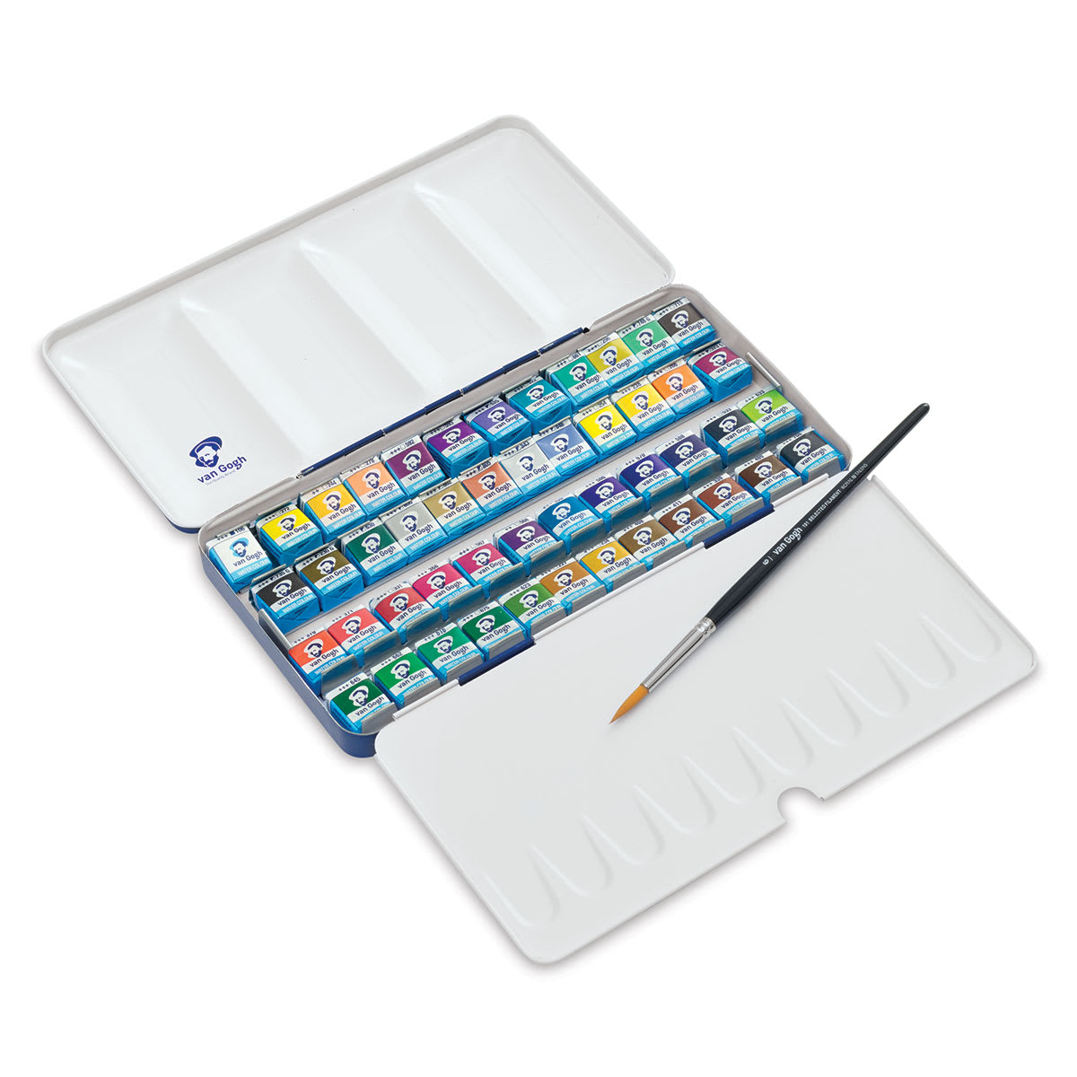 Van Gogh Watercolors Set - Metal Tin Set of 48 Pans, inside package view 