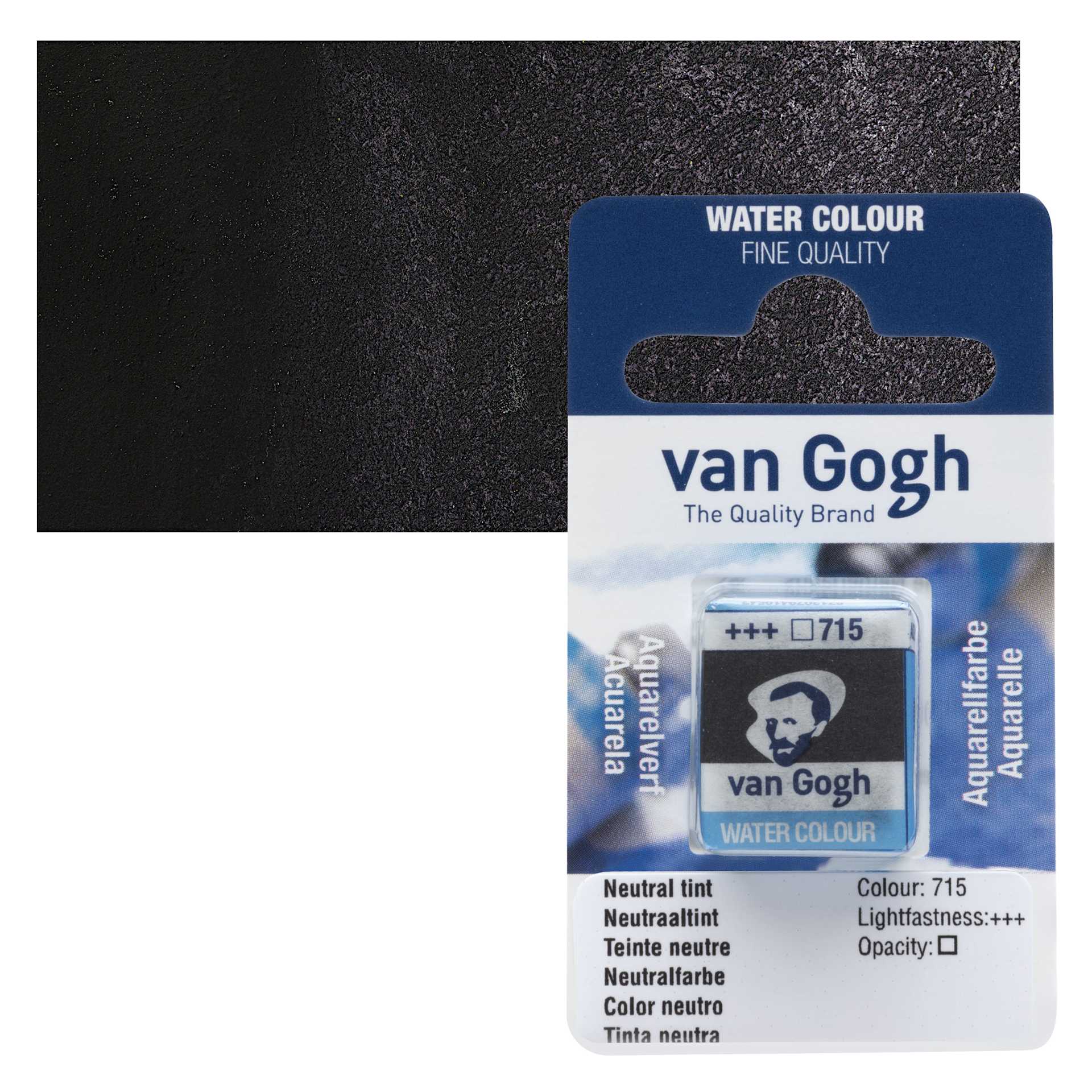 Van Gogh Watercolor Half Pan - Neutral Tint pan and swatch