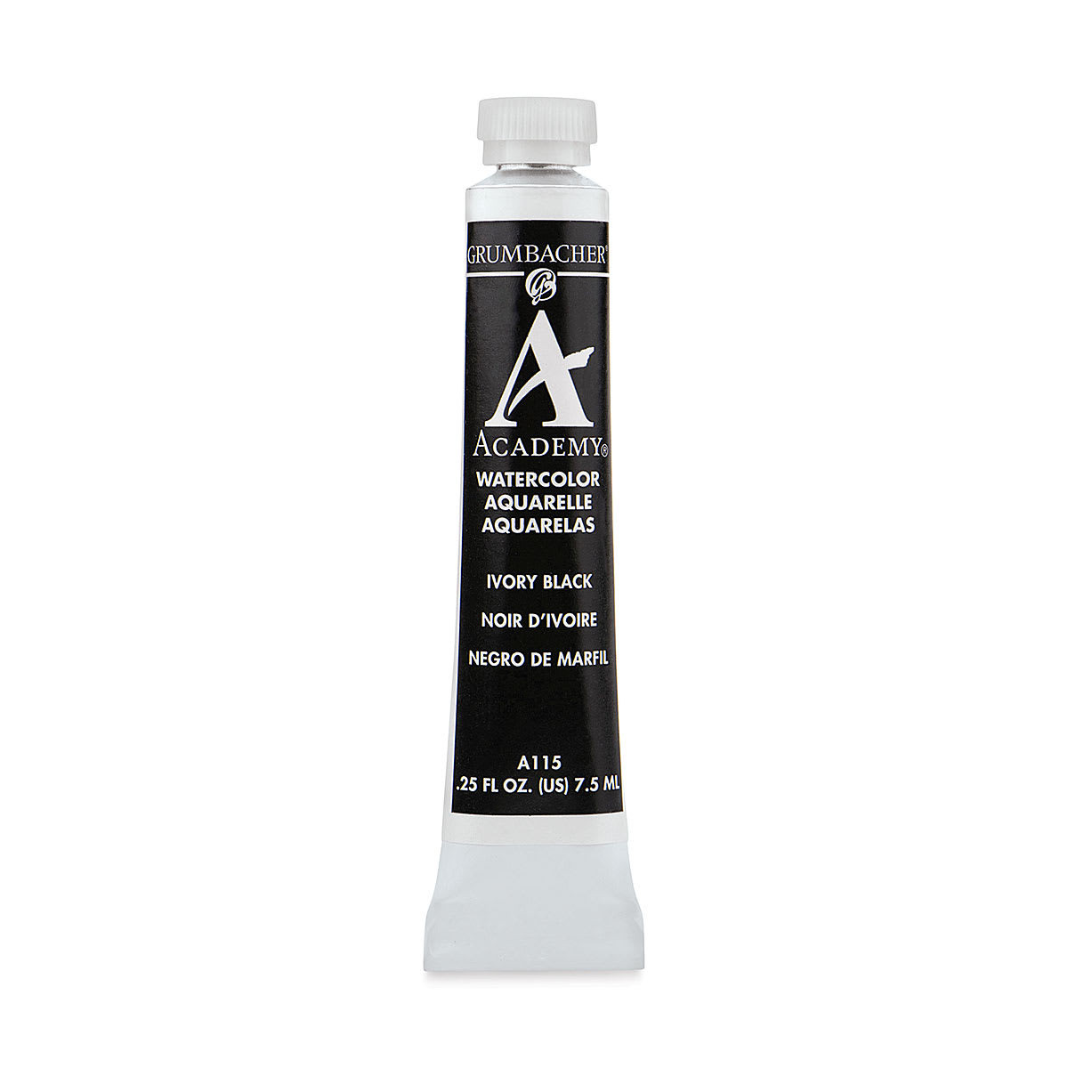 Grumbacher Academy Watercolor - Ivory Black, 7.5 ml tube