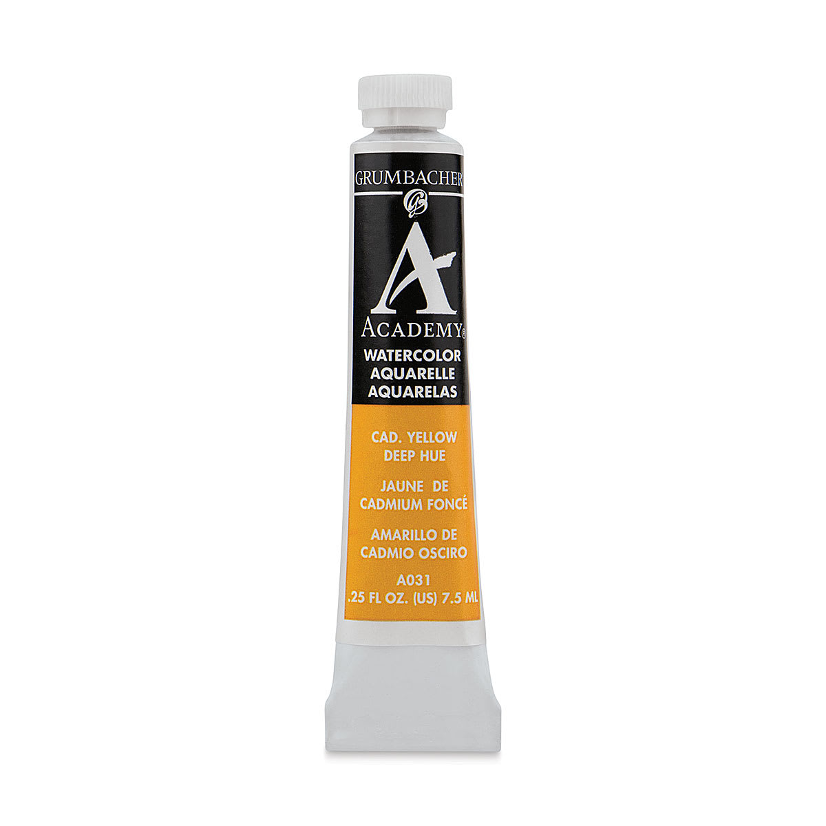 Grumbacher Academy Watercolor - Cadmium Yellow Deep Hue, 7.5 ml tube