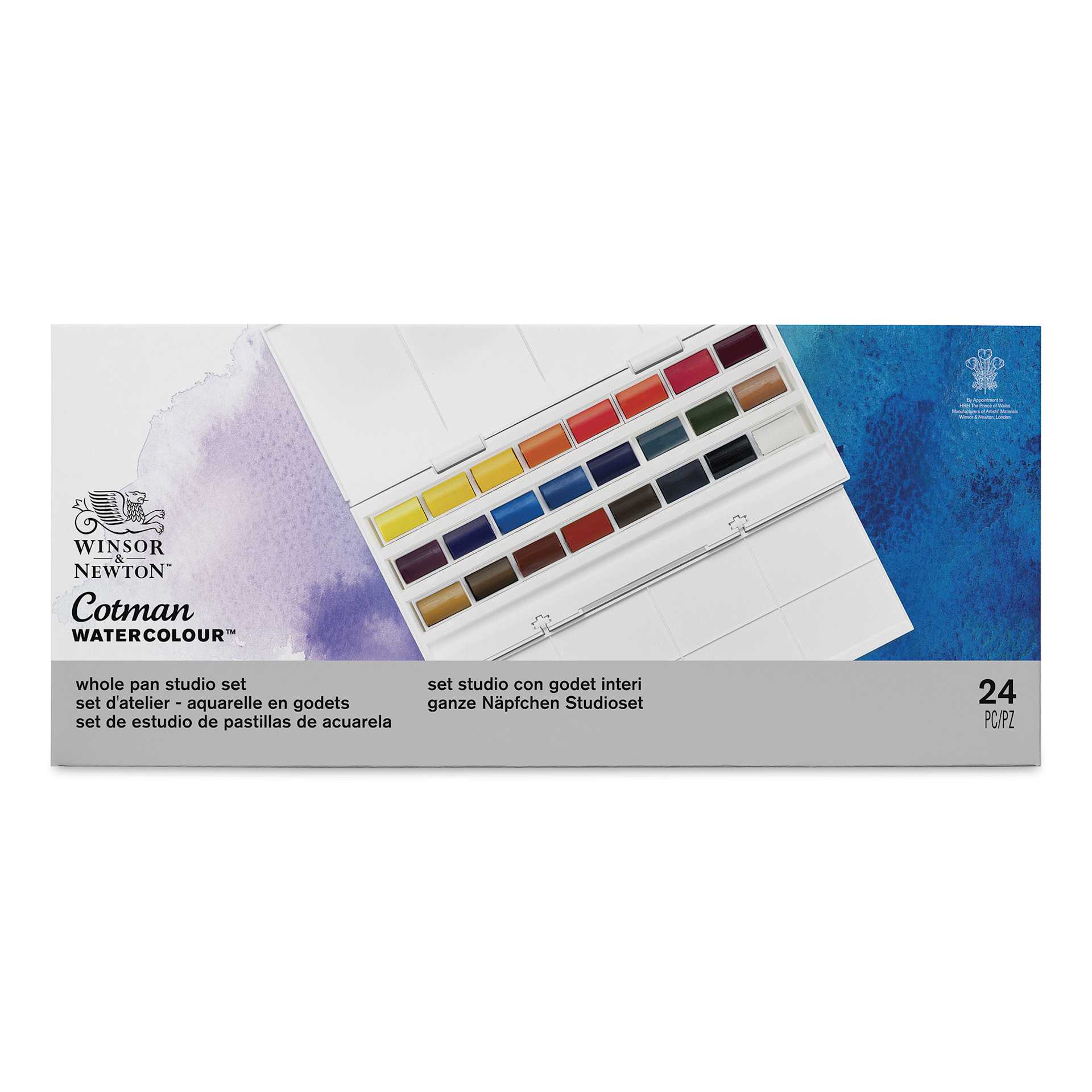 Winsor & Newton Cotman Watercolor- Studio Set, Set of 24, Assorted Colors, Full Pans (Open set)