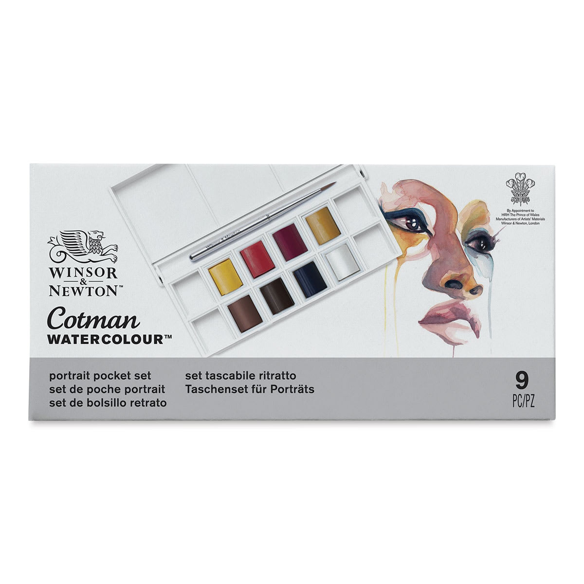 Winsor & Newton Cotman Watercolor Set - Portrait Pocket Set, Set of 8, Half Pans (Front of packaging) Winsor & Newton Cotman Watercolor Set - Portrait Pocket Set, Set of 8, Half Pans (Front of packaging)