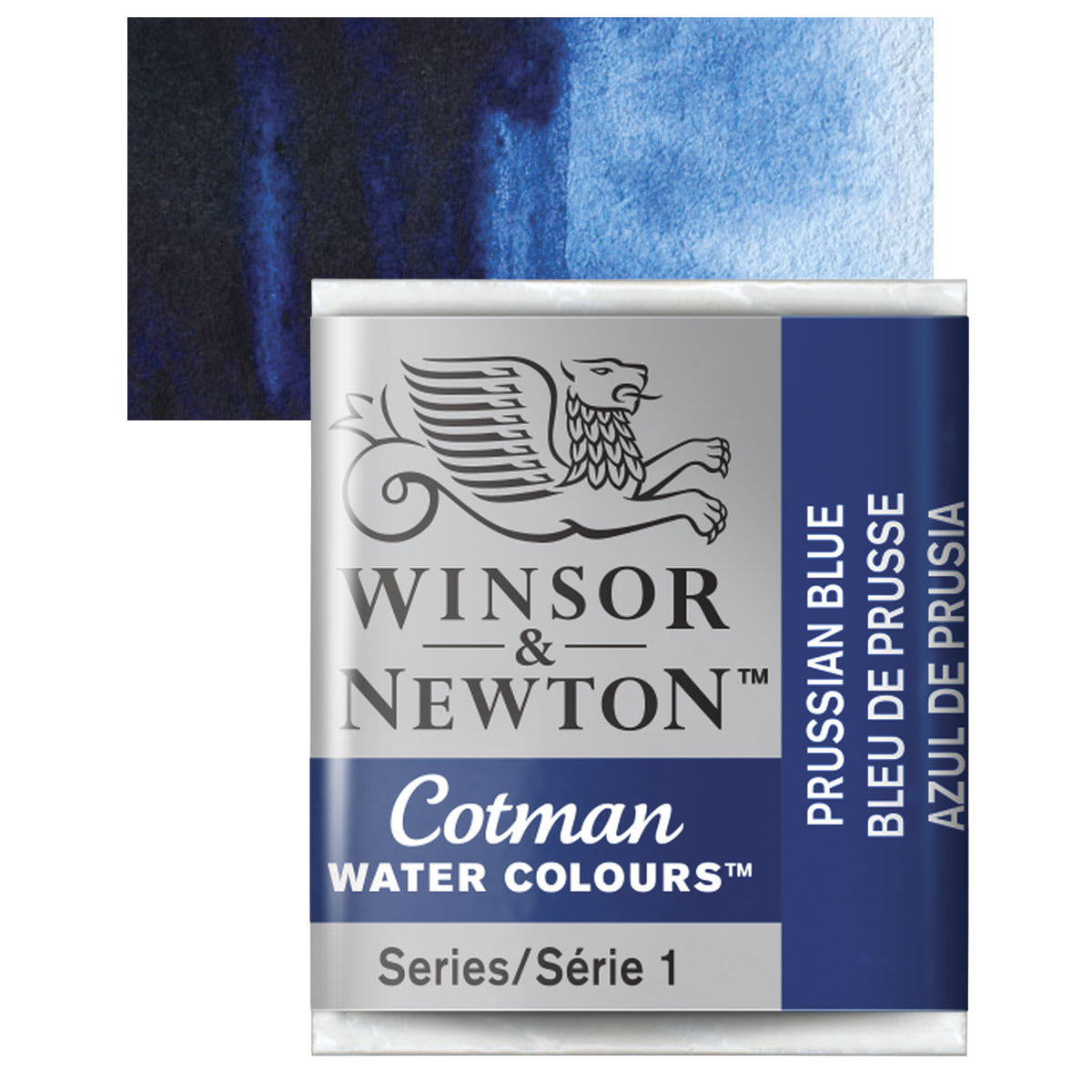 Winsor & Newton Cotman Watercolor Half Pan - Prussian Blue and swatch