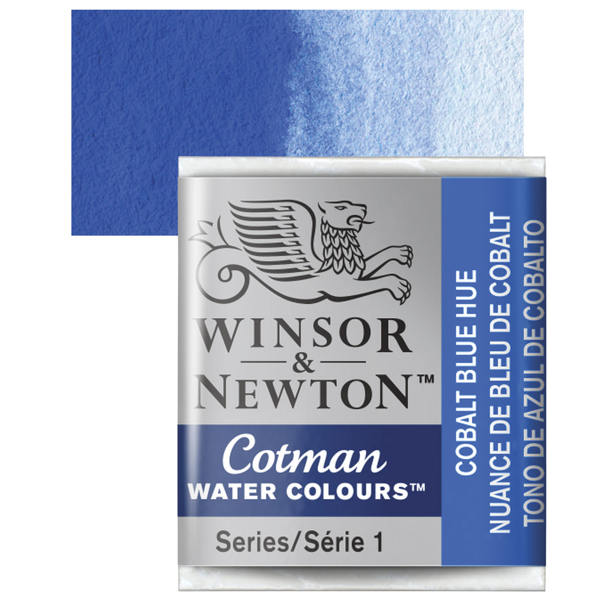 Winsor & Newton Cotman Watercolor Half Pan - Cobalt Blue Hue and swatch