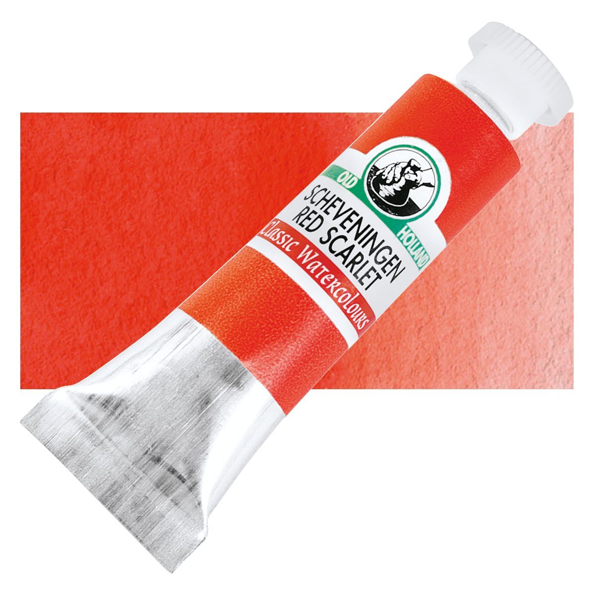 Old Holland Classic Artist Watercolor - Scheveningen Red Scarlet, 6 ml tube and swatch
