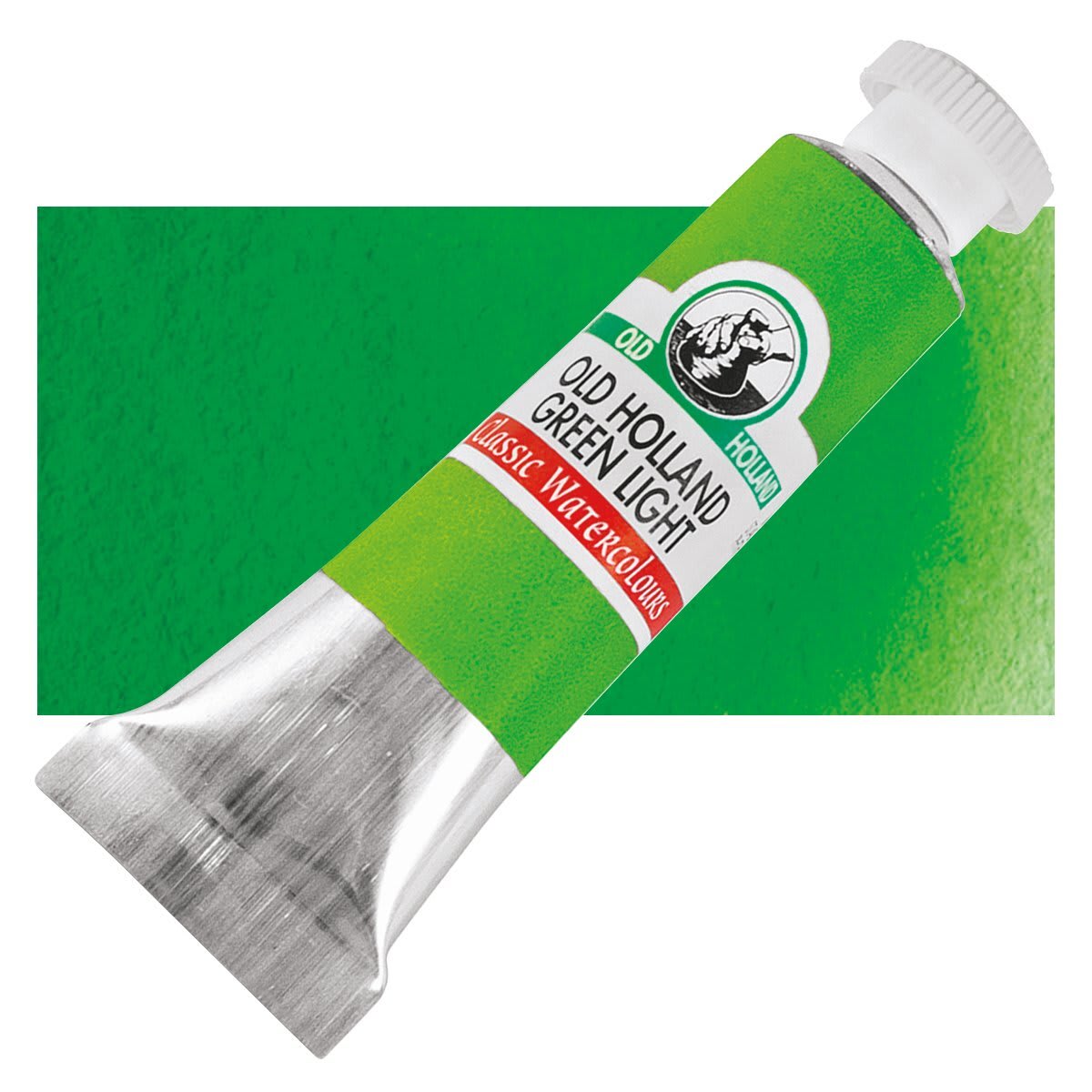 Old Holland Classic Artist Watercolor - Old Holland Green Light, 6 ml tube and swatch