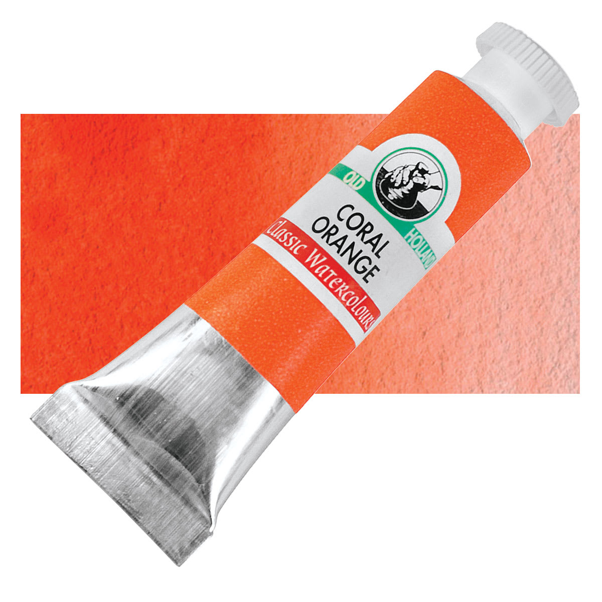 Old Holland Classic Artist Watercolor - Coral Orange, 6 ml tube and swatch