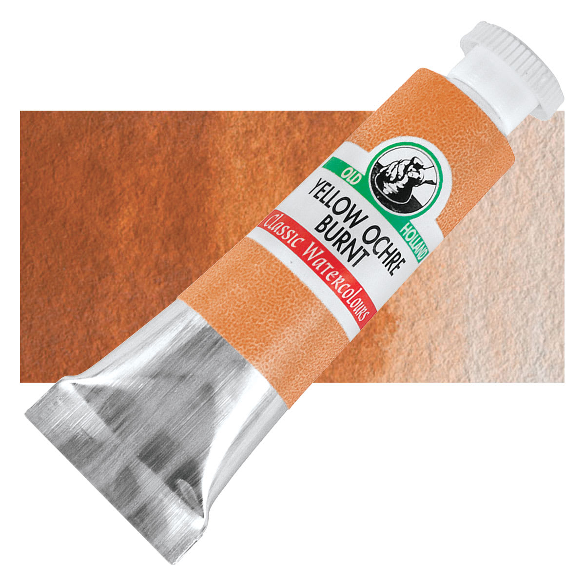 Old Holland Classic Artist Watercolor - Yellow Ochre Burnt, 6 ml tube and swatch