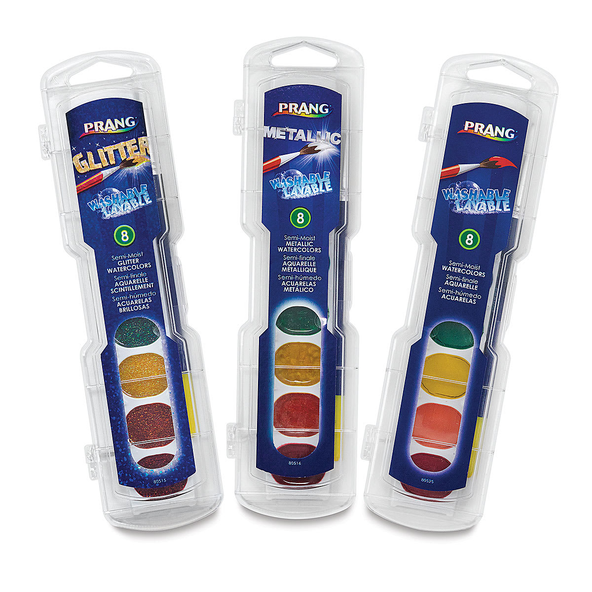 Prang Washable Watercolors - Oval Pans, Masterpack of 36, three sets fanned out