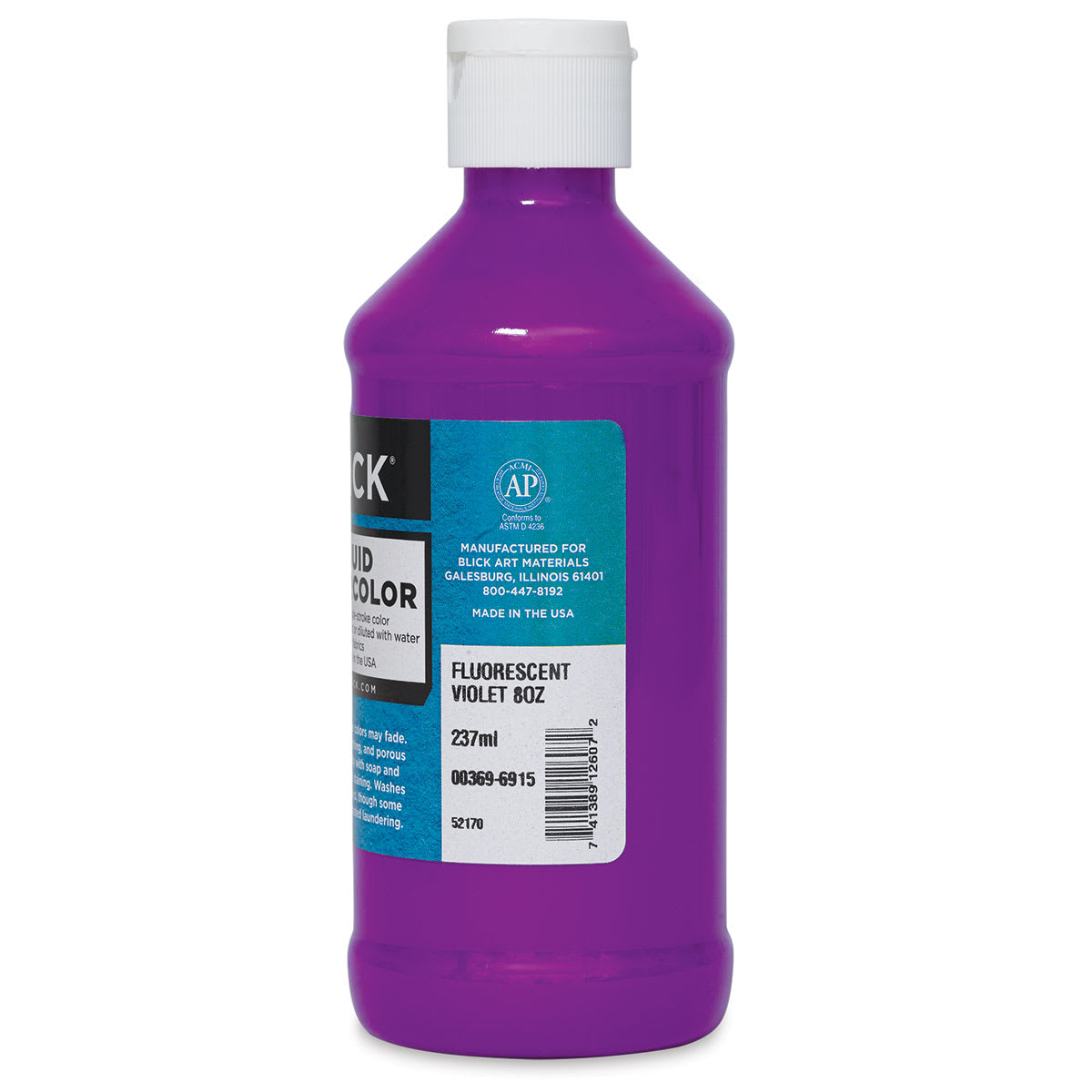Blick Liquid Watercolor - Fluorescent Violet, 8 oz bottle (Side) Blick Liquid Watercolor - Fluorescent Violet, 8 oz bottle (Side)
