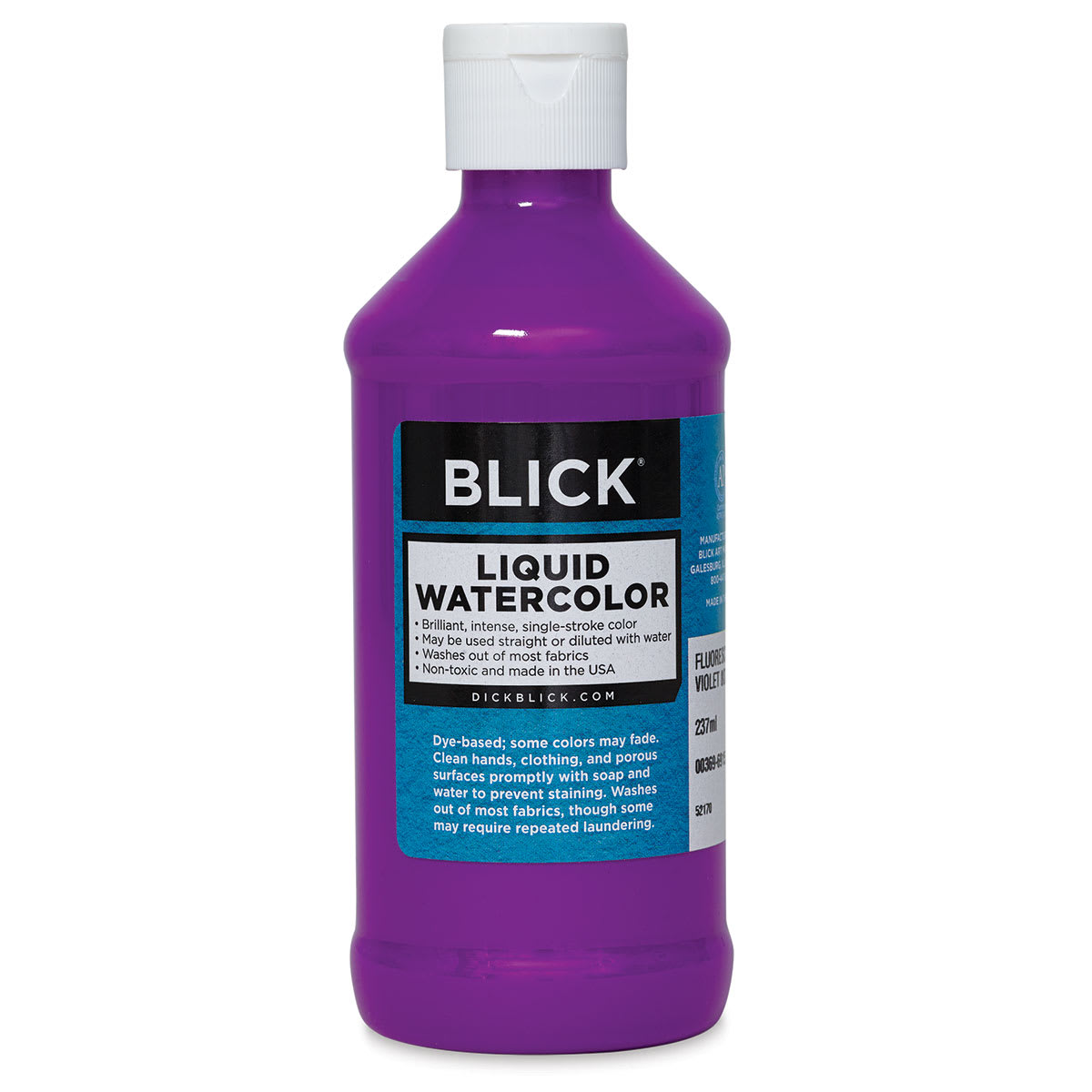 Blick Liquid Watercolor - Fluorescent Violet, 8 oz bottle (Front) Blick Liquid Watercolor - Fluorescent Violet, 8 oz bottle (Front)