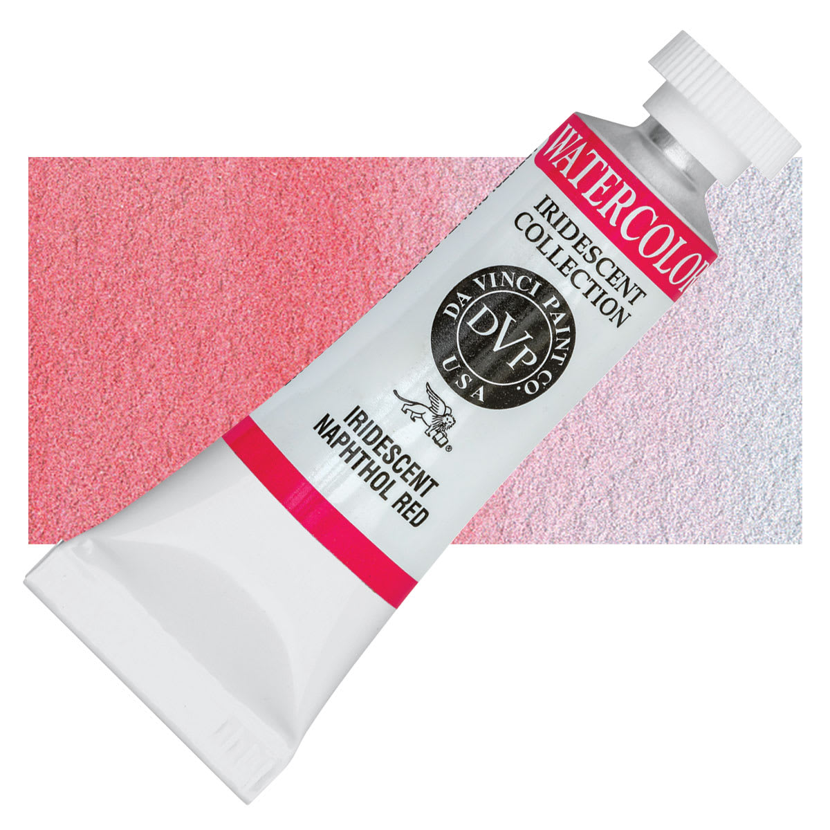 Da Vinci Artists' Permanent Watercolor - Iridescent Naphthol Red, 15 ml tube and swatch