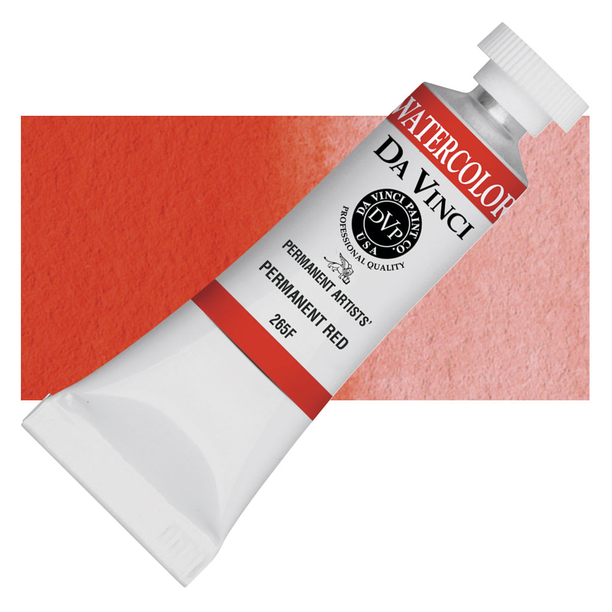 Da Vinci Artists' Permanent Watercolor - Red (Permanent), 15 ml tube and swatch