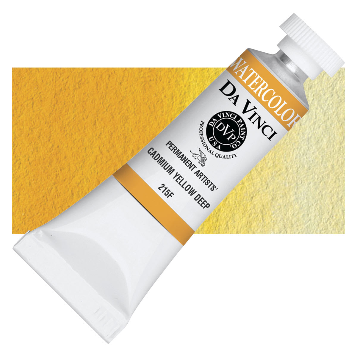 Da Vinci Artists' Permanent Watercolor - Cadmium Yellow Deep (CL), 15 ml tube and swatch