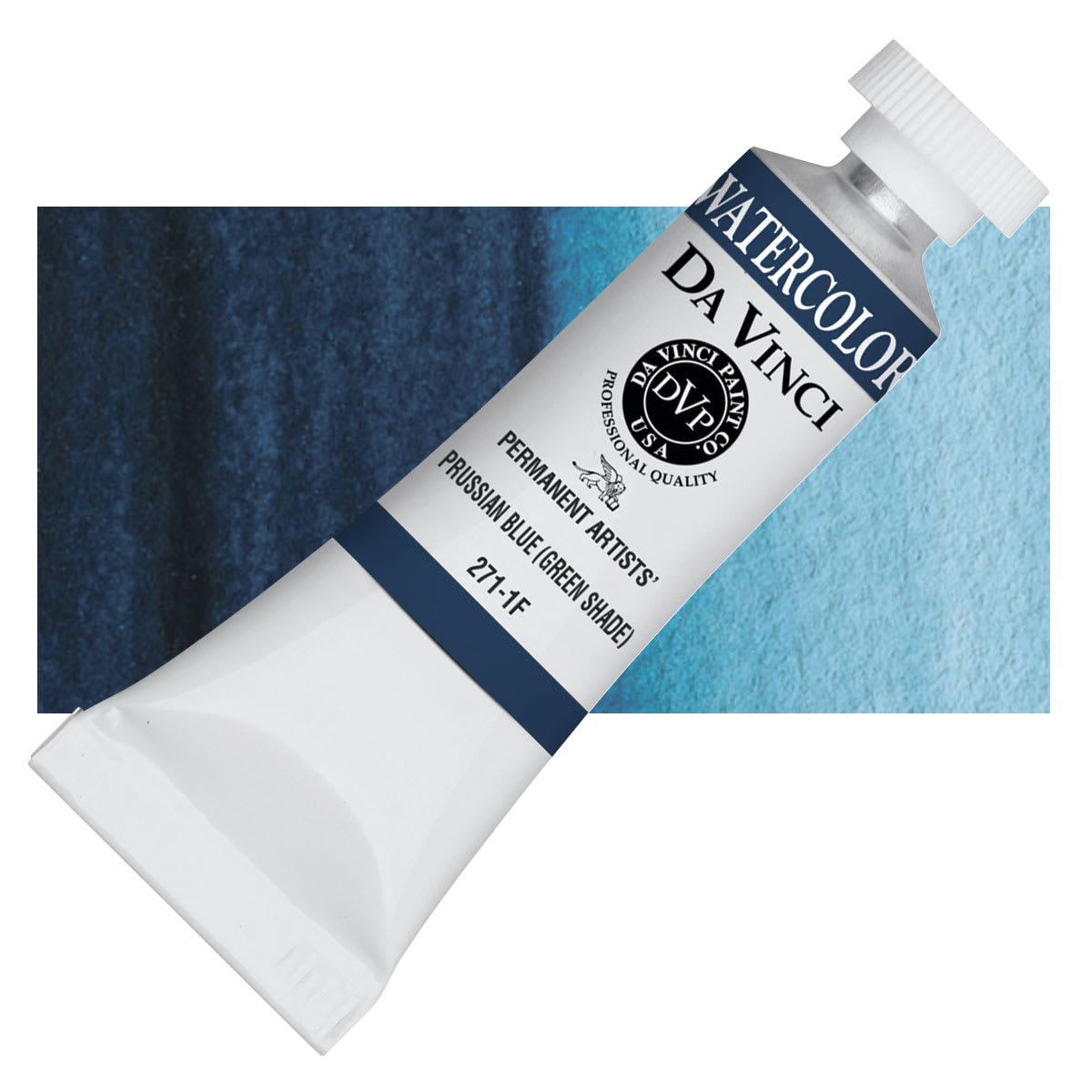 Da Vinci Artists' Permanent Watercolor - Prussian Blue (Green Shade), 15 ml tube and swatch Da Vinci Artists' Permanent Watercolor - Prussian Blue (Green Shade), 15 ml tube and swatch