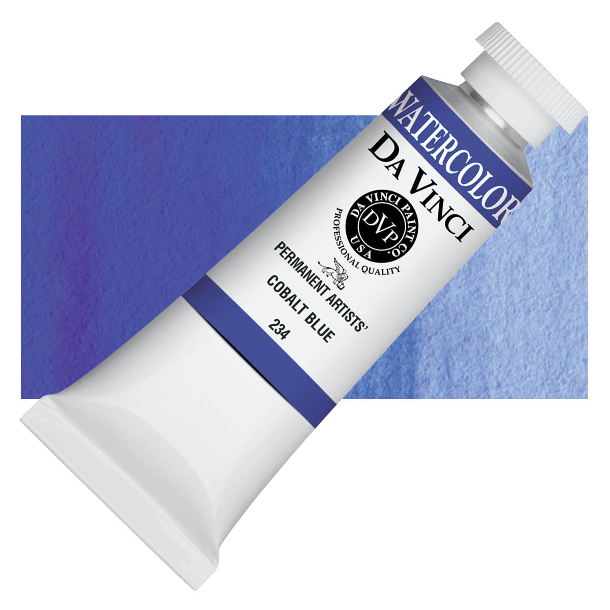 Da Vinci Artists' Permanent Watercolor - Cobalt Blue, 37 ml tube and swatch