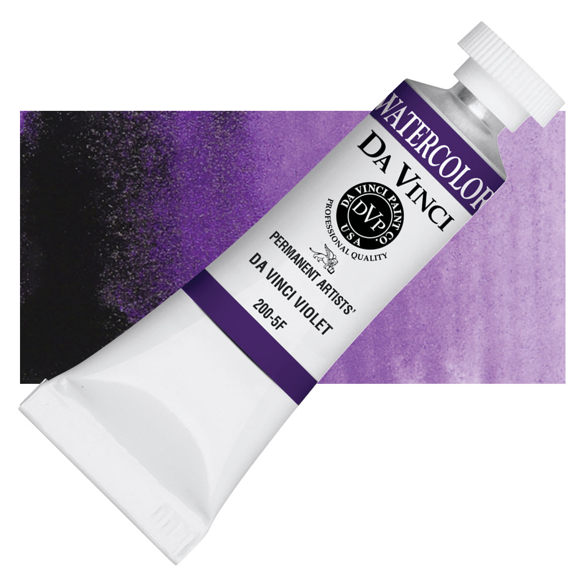 Da Vinci Artists' Permanent Watercolor - Da Vinci Violet, 15 ml tube and swatch
