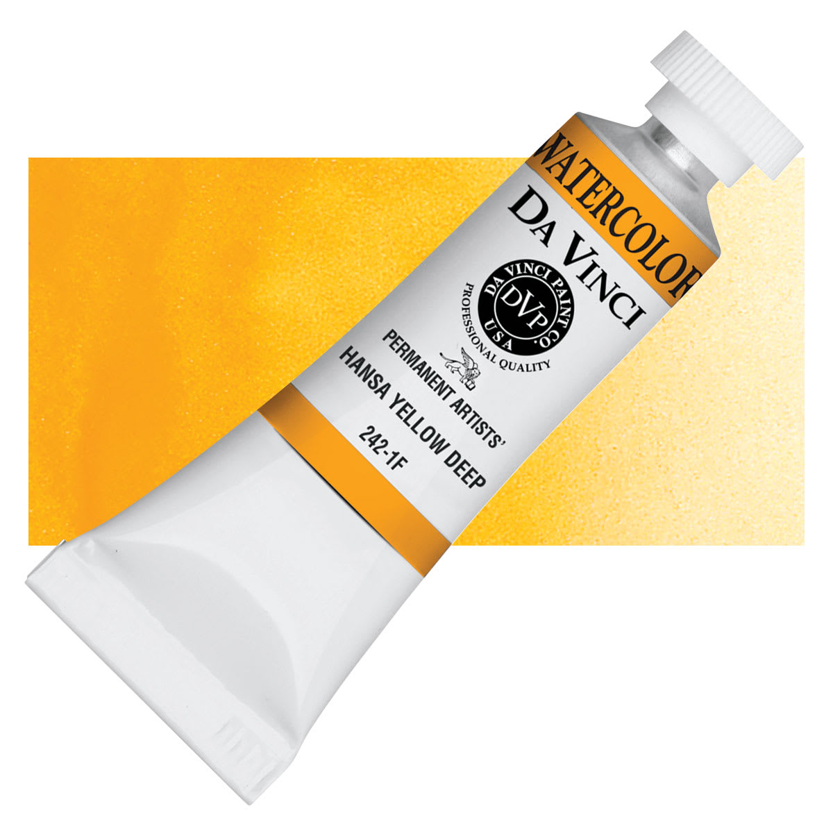 Da Vinci Artists' Permanent Watercolor - Hansa Yellow Deep, 15 ml tube and swatch