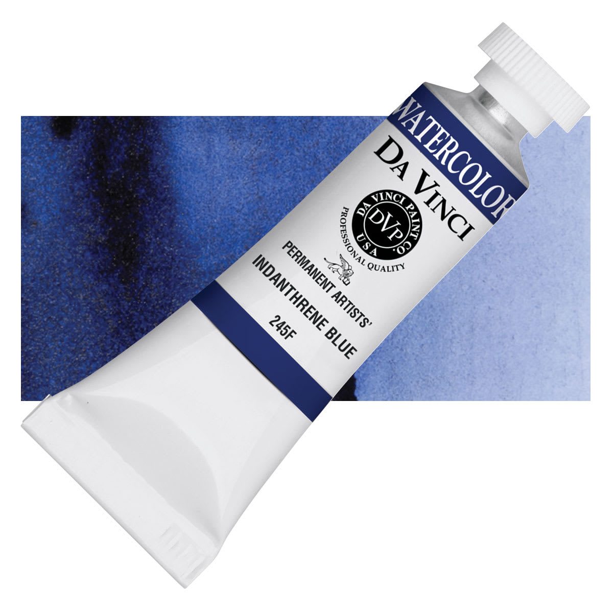 Da Vinci Artists' Permanent Watercolor - Indanthrene Blue, 15 ml tube and swatch