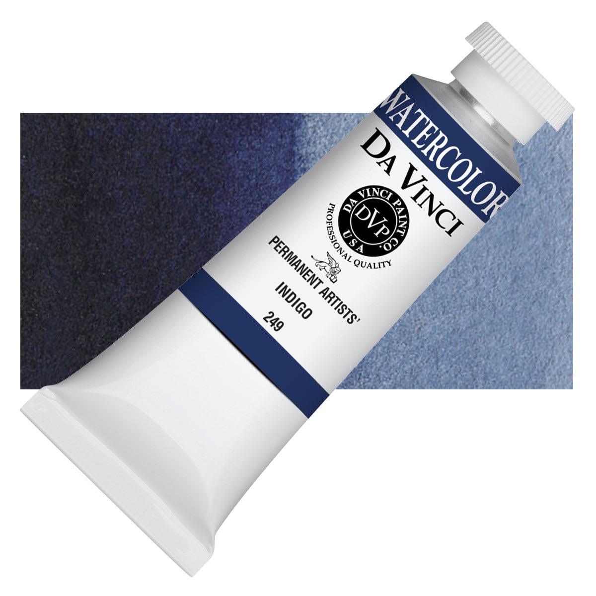 Da Vinci Artists' Permanent Watercolor - Indigo, 37 ml tube and swatch
