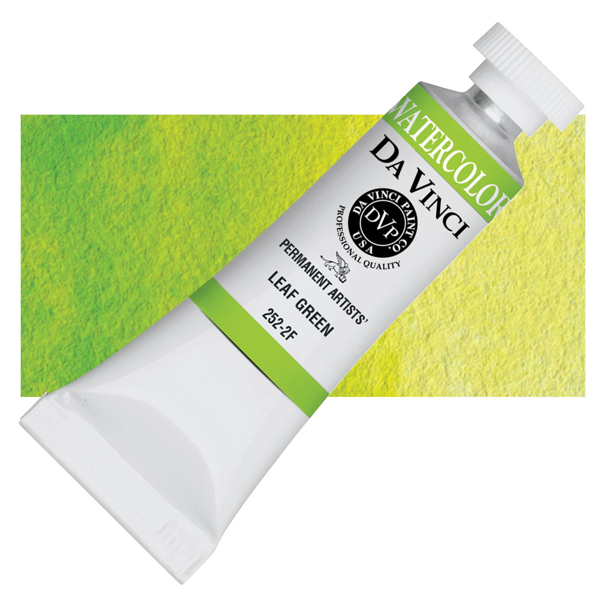 Da Vinci Artists' Permanent Watercolor - Leaf Green, 15 ml tube and swatch