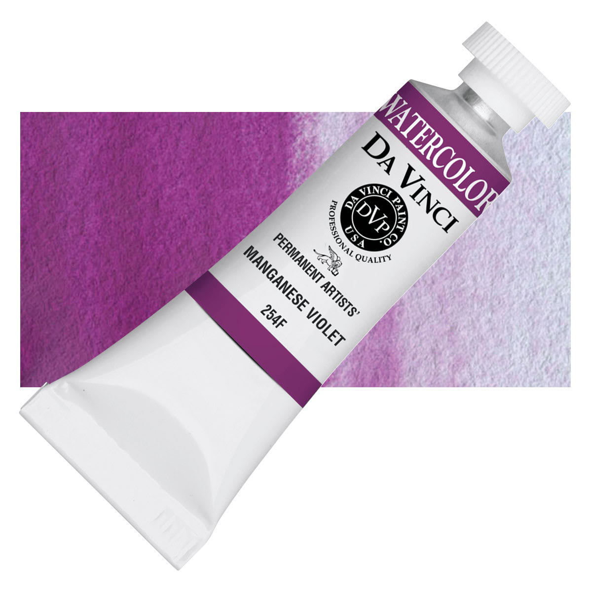 Da Vinci Artists' Permanent Watercolor - Manganese Violet (CL), 15 ml tube and swatch