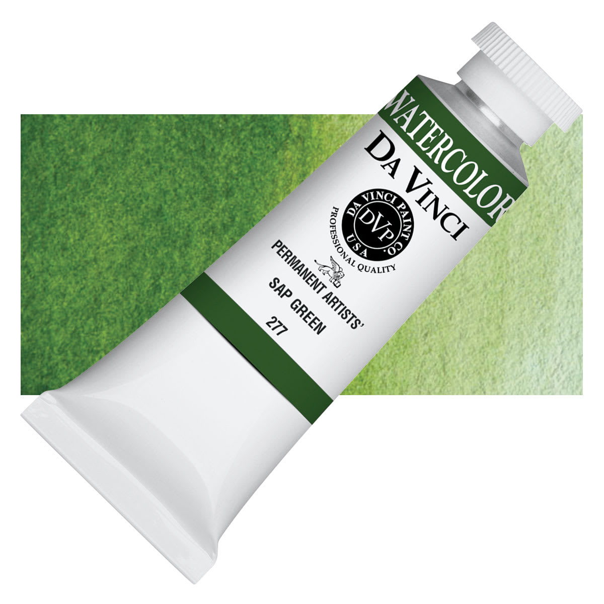 Da Vinci Artists' Permanent Watercolor - Sap Green, 37 ml tube and swatch