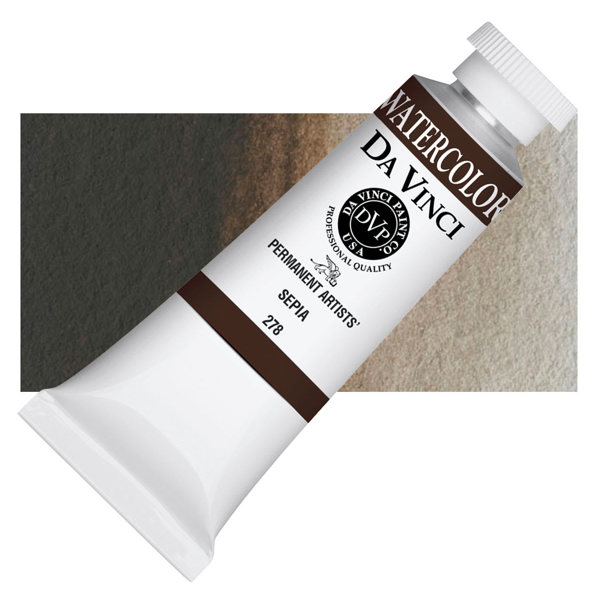 Da Vinci Artists' Permanent Watercolor - Sepia, 37 ml tube and swatch