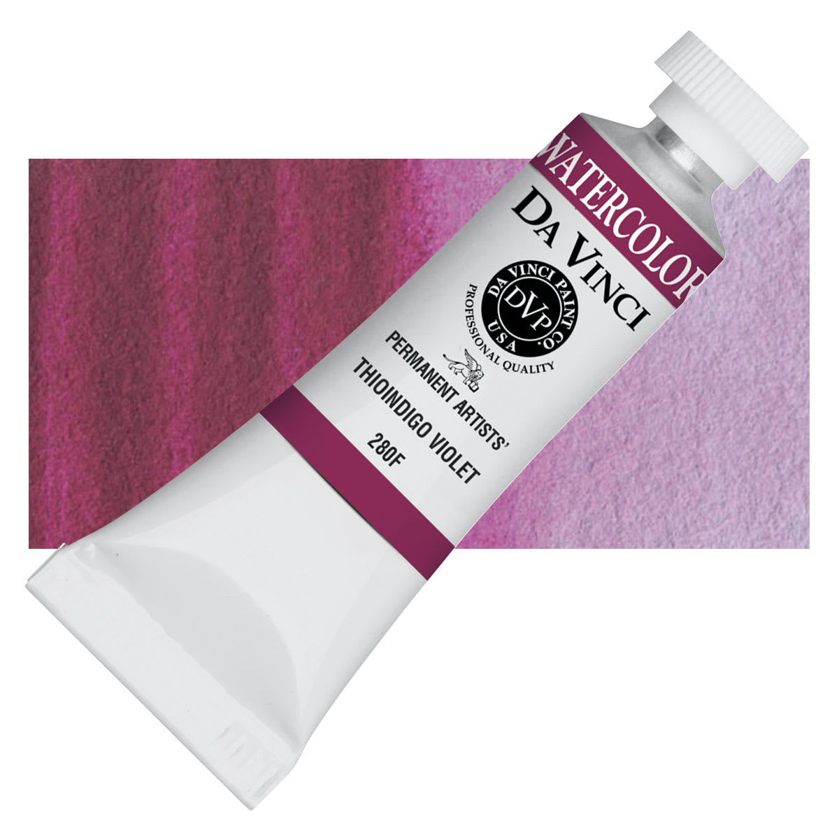 Da Vinci Artists' Permanent Watercolor - Thioindigo Violet, 15 ml tube and swatch