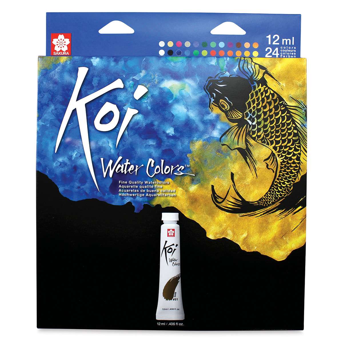  Sakura Koi Watercolor - Set of 24, Assorted Colors, 12 ml, Tubes (Front of packaging)