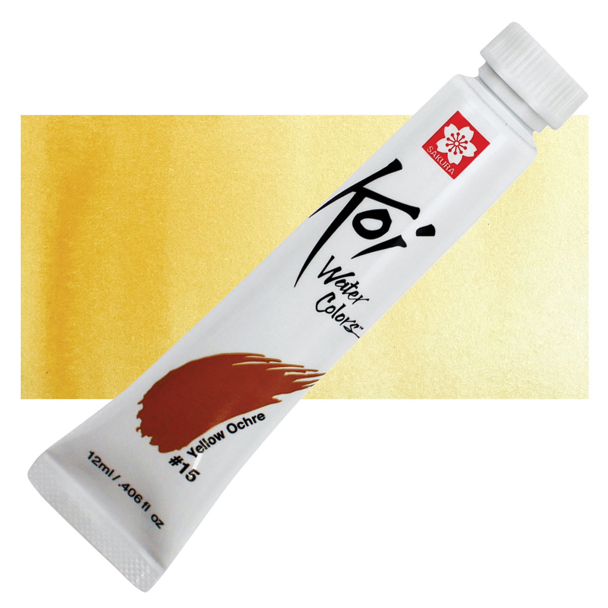 Sakura Koi Watercolor - Yellow Ochre, 12 ml Tube and swatch