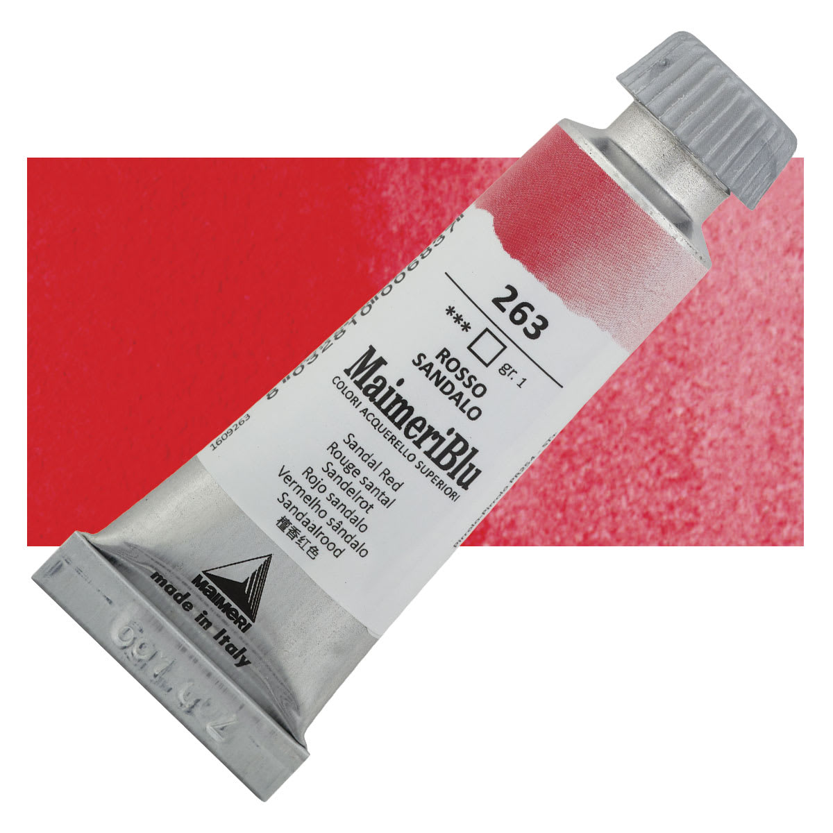 Maimeri Blu Artist Watercolor - Sandal Red, 12 ml Tube and swatch