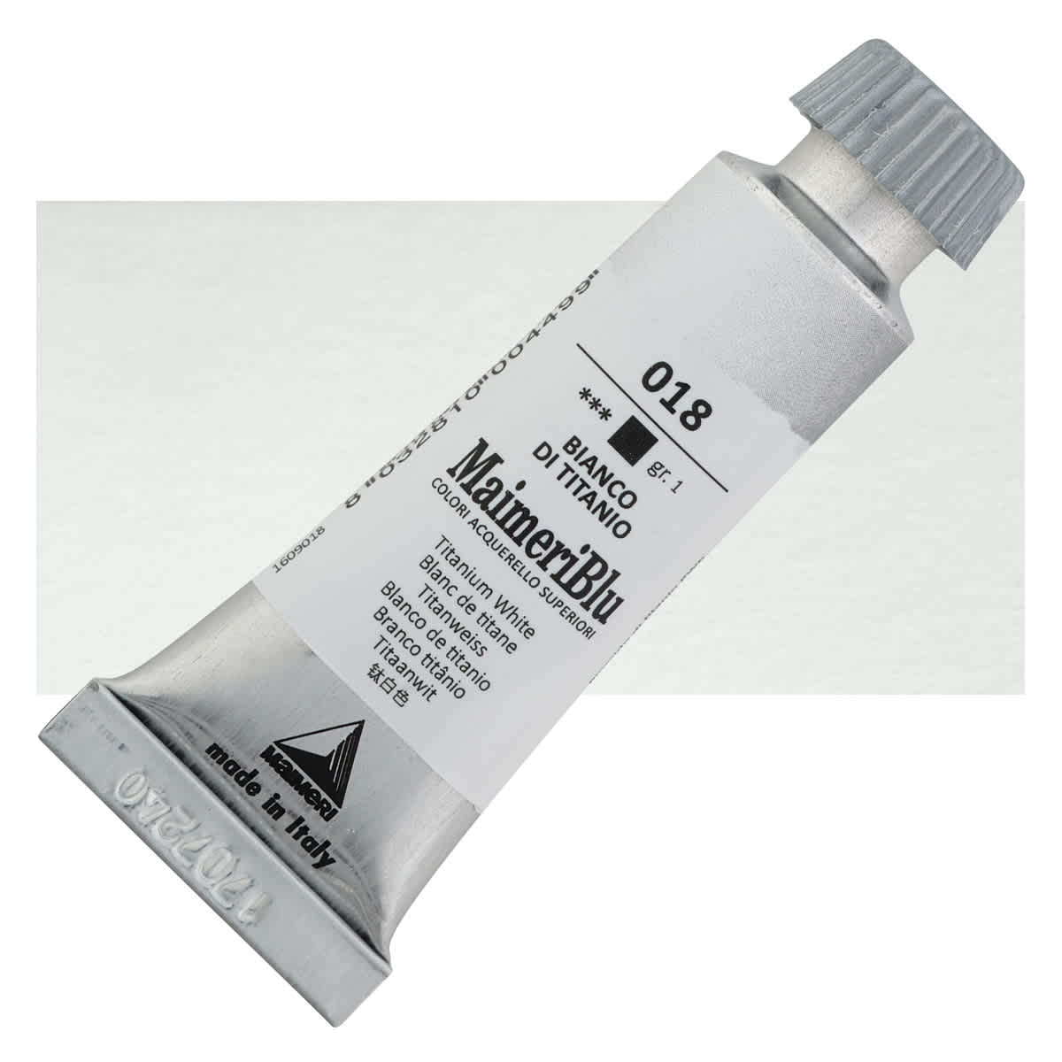 Maimeri Blu Artist Watercolor - Titanium White, 12 ml Tube and swatch